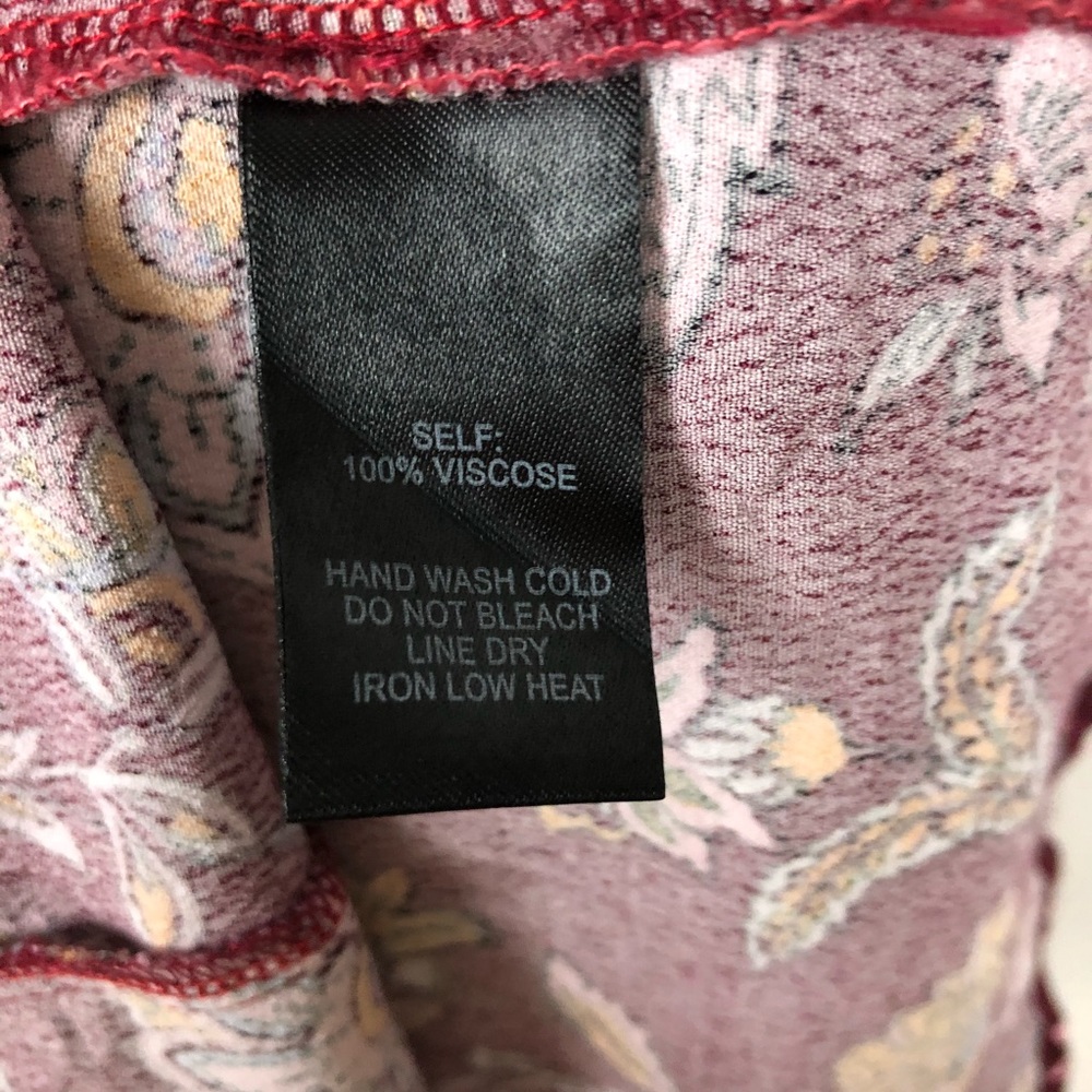 Lulu’s Burgundy Floral Print Maxi Dress Tie Back S - Picture 6 of 11